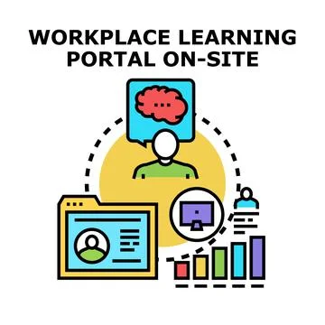 Workplace learning portal on site offering education resources Ilustración de archivo