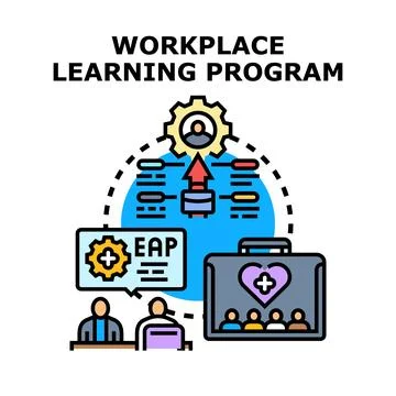 Workplace learning program developing employee skills Illustrazione stock