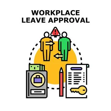 Workplace leave approval process, employee request management Stock Illustration