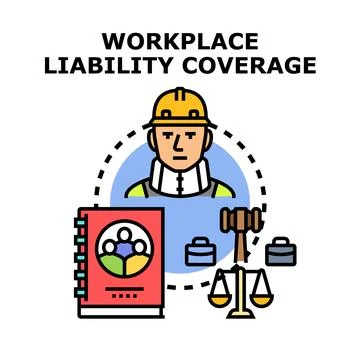 Workplace liability coverage protecting injured worker concept Stock Illustration