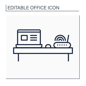 Workplace line icon Stock Illustration
