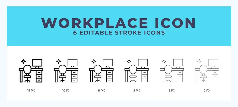 Workplace line icon. Vector icon symbol. Logo illustration. Editable line ico Stock Illustration