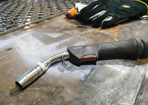 The workplace of a locksmith welder with different tools Fotos Stock