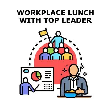 Workplace lunch with top leader concept illustration Stock Illustration