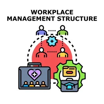 Workplace management structure organizing business workflow and team イラスト素材
