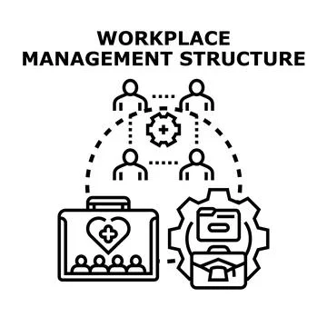 Workplace management structure organizing business workflow and team Stock Illustration