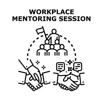 Workplace mentoring session building professional development and support Stock Illustration