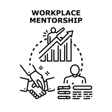 Workplace mentorship program fostering professional growth development Ilustração Stock