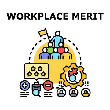 Workplace merit system evaluating team performance Stock Illustration