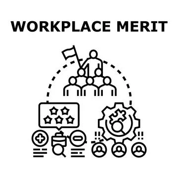Workplace merit system evaluating team performance Stock Illustration
