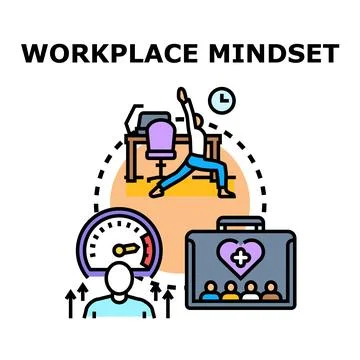 Workplace mindset developing professional growth and employee well being st.. Ilustración de archivo