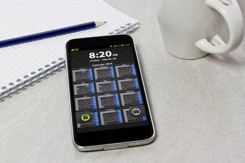 Workplace with mobile phone Stock Illustration