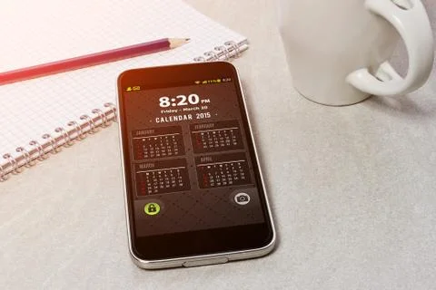 Workplace with mobile phone Illustration