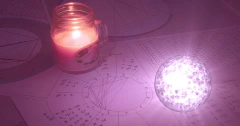 Workplace of a modern astrologer. Stock Footage 146540936