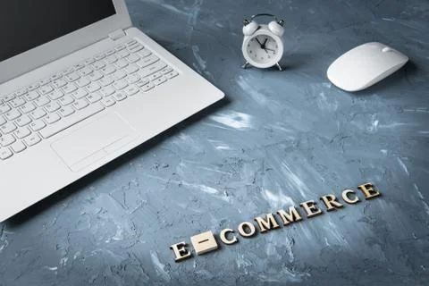 Workplace office accessories e-commerce - distance business concept Stock Photos