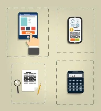 Workplace office and business work elements set Illustrazione stock