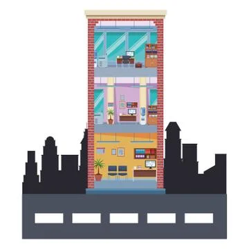 Workplace office building Ilustración de archivo