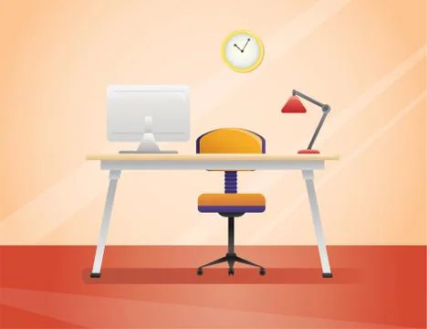 Workplace, office in flat style. vector illustration Stock Illustration