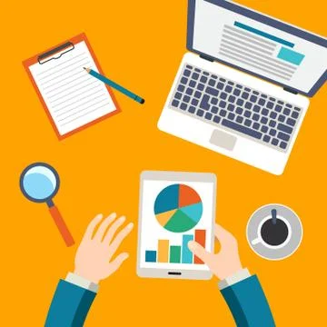 Workplace, office, man working Stock Illustration