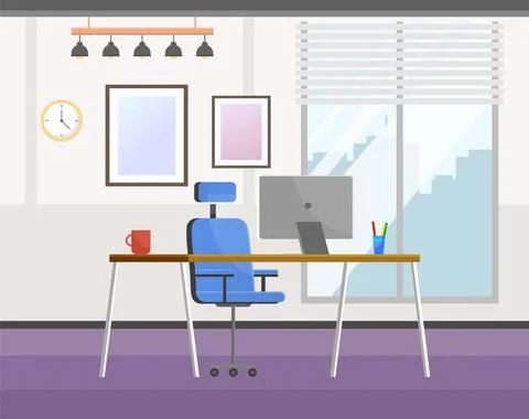 Workplace of the office worker. Organization of the interior of the room for Illustrazione stock