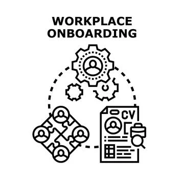 Workplace onboarding process integrating new team members Stock Illustration