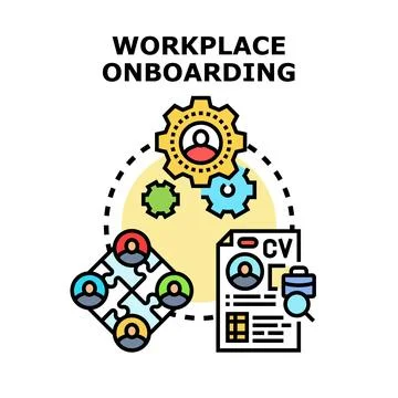 Workplace onboarding process integrating new team members Stock Illustration