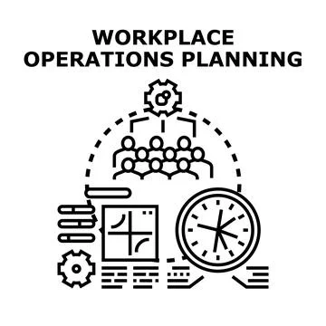 Workplace operations planning and team management concept Stock Illustration