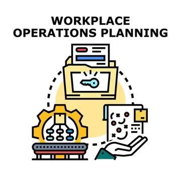 Workplace operations planning creating successful business strategy Stock Illustration