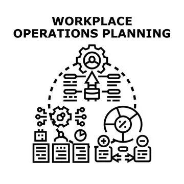 Workplace operations planning process concept analyzing progress Stock Illustration