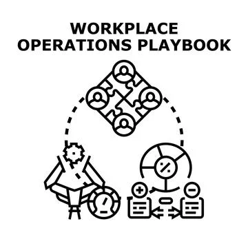 Workplace operations playbook illustration detailing business strategy, team  Stock Illustration