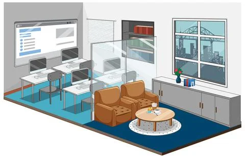 Workplace or classroom isometric style on white background Illustrazione stock
