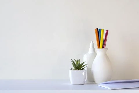 Workplace or workspace with minimal composition. Stock Photos