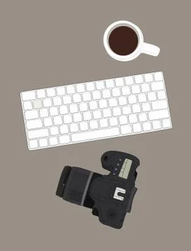 Workplace organization. Top view vector. Stock Illustration