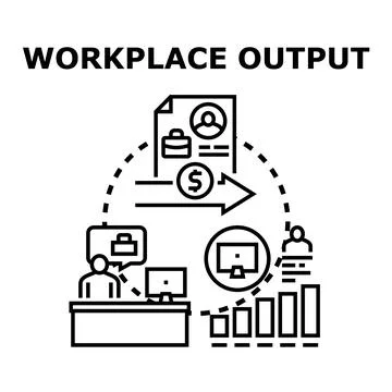 Workplace output business productivity workflow management concept Stock Illustration
