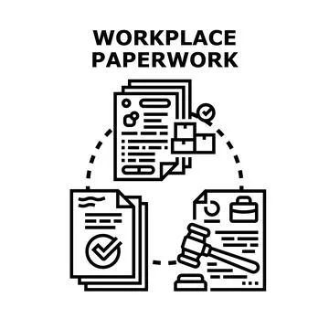 Workplace paperwork administrative process managing legal documents Stock Illustration