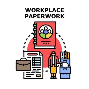 Workplace paperwork managing process and business administration Stock Illustration