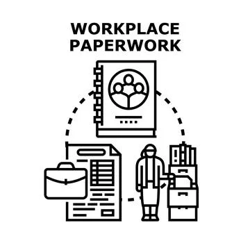 Workplace paperwork managing process and business administration Stock Illustration