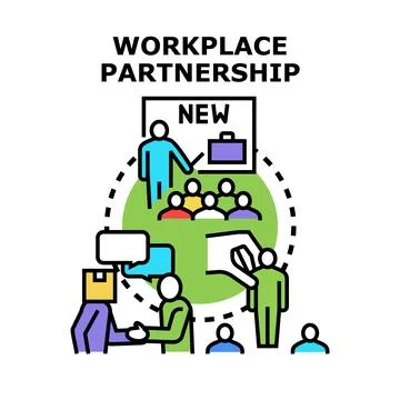 Workplace partnership concept collaborating and developing business Stock Illustration
