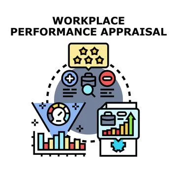 Workplace performance appraisal evaluating business efficiency and employee.. Stock Illustration