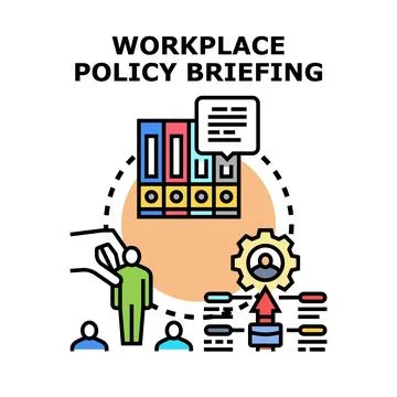 Workplace policy briefing process for employees Stock Illustration