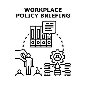 Workplace policy briefing process for employees Stock Illustration
