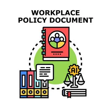 Workplace policy document outlining business regulations and compliance Stock Illustration
