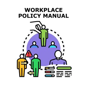 Workplace policy manual concept outlining company rules Stock Illustration