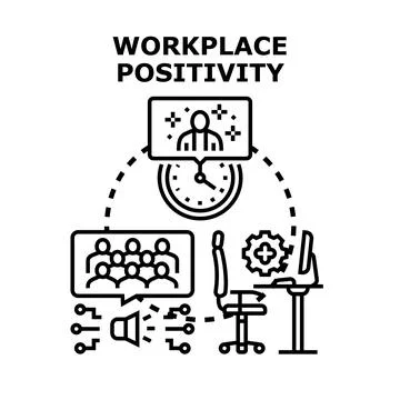 Workplace positivity concept with team communication and productivity Stock Illustration