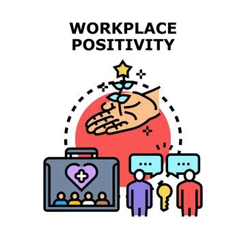 Workplace positivity culture creating supportive team environment Ilustración de archivo