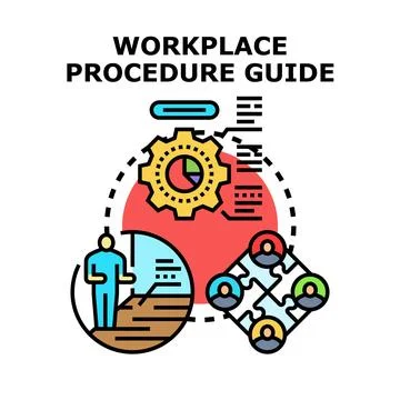 Workplace procedure guide explaining business processes and team collaboratio Illustrazione stock