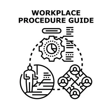 Workplace procedure guide explaining business processes and team collaboratio Illustrazione stock