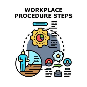 Workplace procedure steps for business process management Stock-Illustration