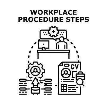 Workplace procedure steps for career development and recruitment process Stock Illustration