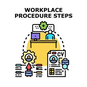 Workplace procedure steps for career development and recruitment process Иллюстрация